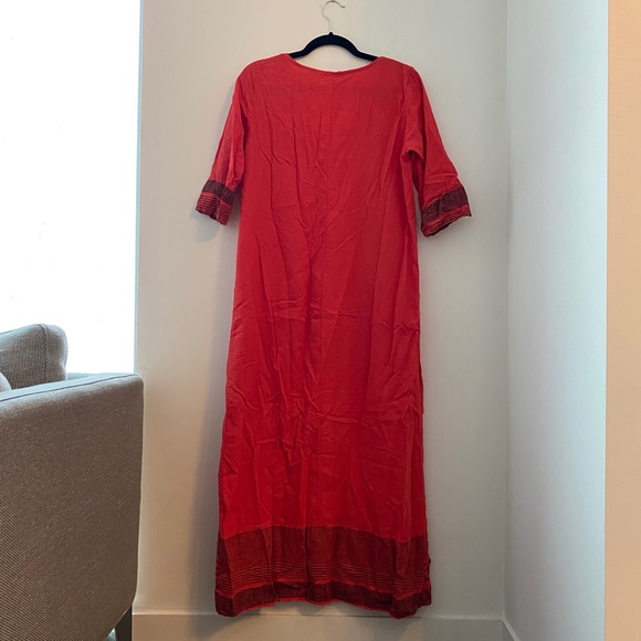 Italian Red/Orange Linen Dress - Picture 3 of 5